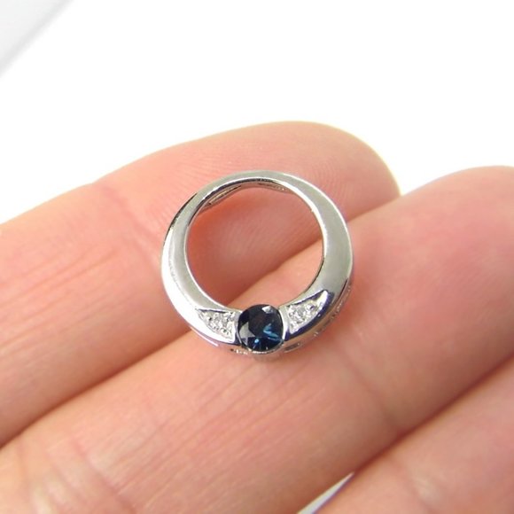 Sapphire Diamond 10KW Gold Circle of Life Pendant - Picture 4 of 8